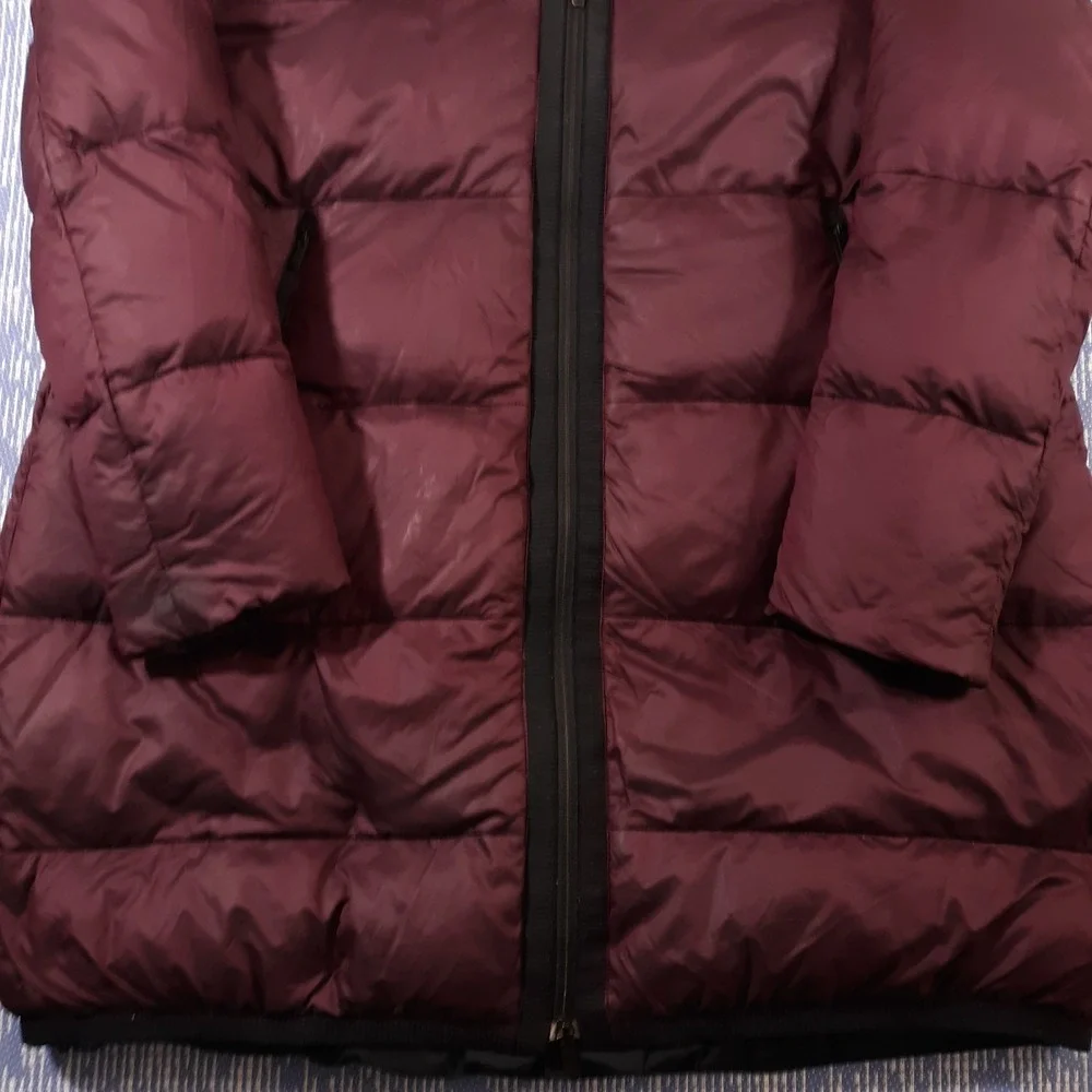Lululemon Puffer Jacket Coat Womens 8 Full Zip Goose Down Maroon Hooded